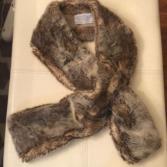 Restoration hardware faux fur Scarf wrap ascot size 51 inches by 5 inches ￼￼ - Picture 1 of 5